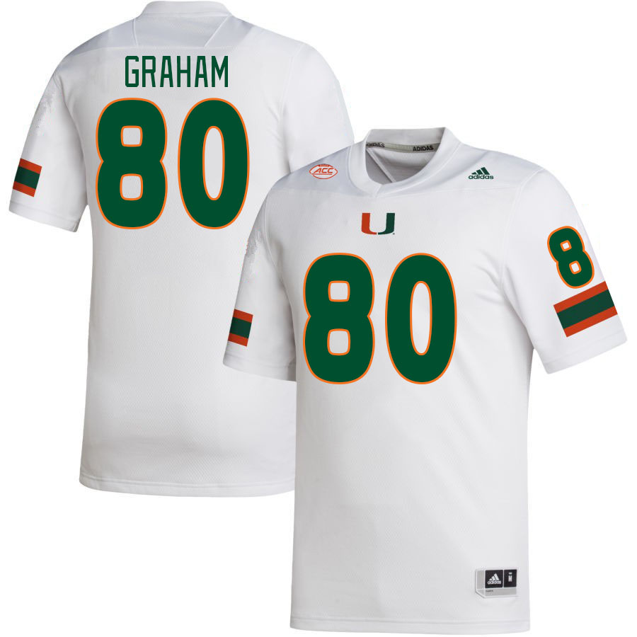 #80 Jimmy Graham Miami Hurricanes Jerseys Football Stitched-White